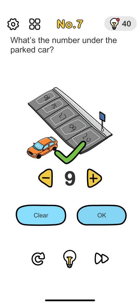 Brain Out Level 7 Whats the number under parked car 